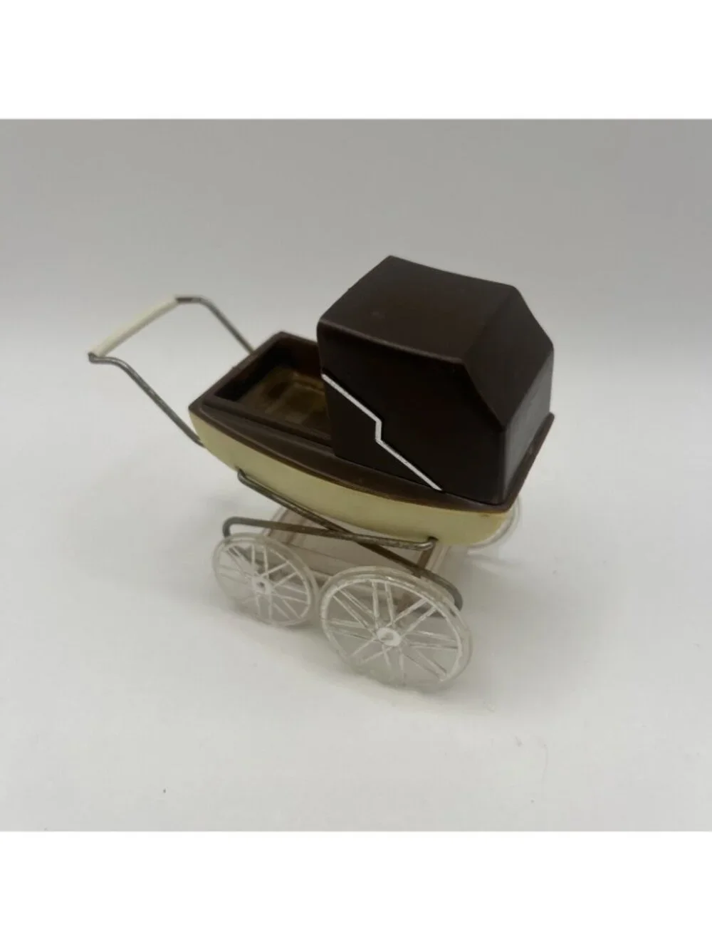 Vintage 1970s Lundby Barton Dollhouse Baby Pram Carriage 1:16 Miniature Brown - Picture 6 of 16
